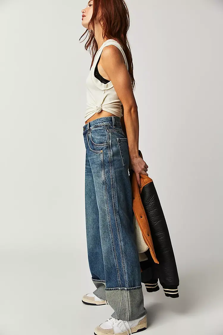 Free People Final Countdown Cuffed Low-Rise Jeans