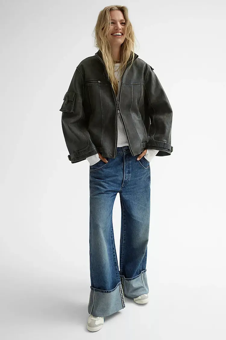 Free People Final Countdown Cuffed Low-Rise Jeans