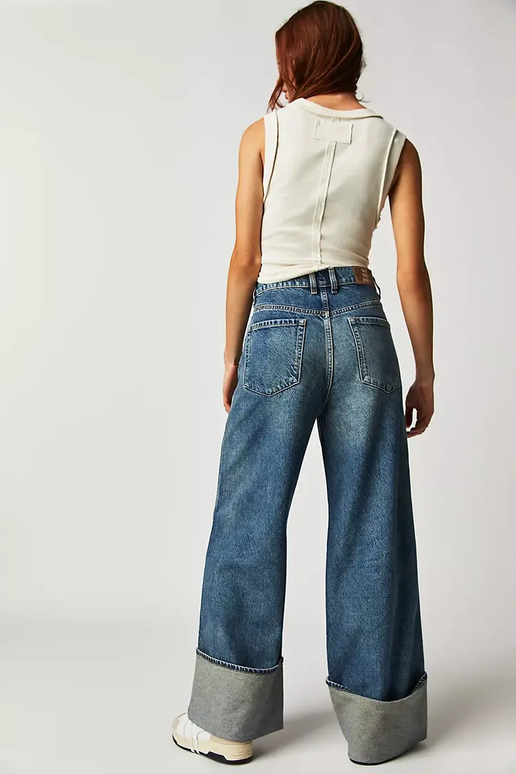 Free People Final Countdown Cuffed Low-Rise Jeans