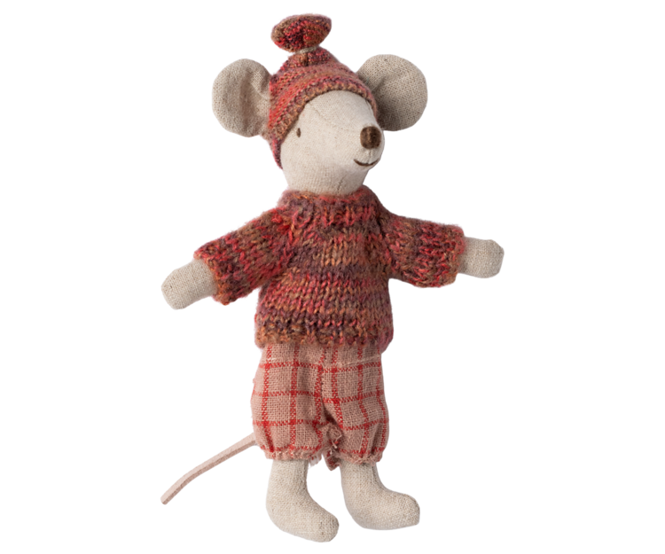 Maileg Winter Mouse with Ski Set, Big Sister - Rose