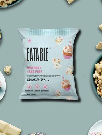 Eatable Popcorn Mini Birthday Cake Pops - White Chocolate Rainbow Popcorn