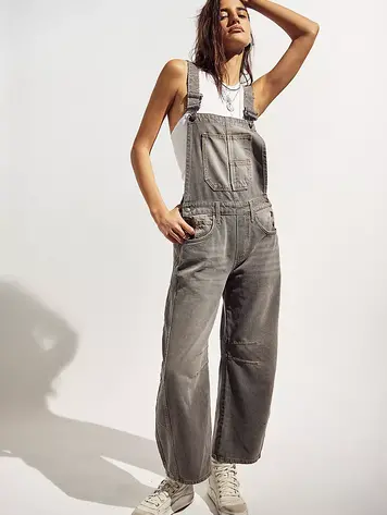 Free People Good Luck Barrel Overalls