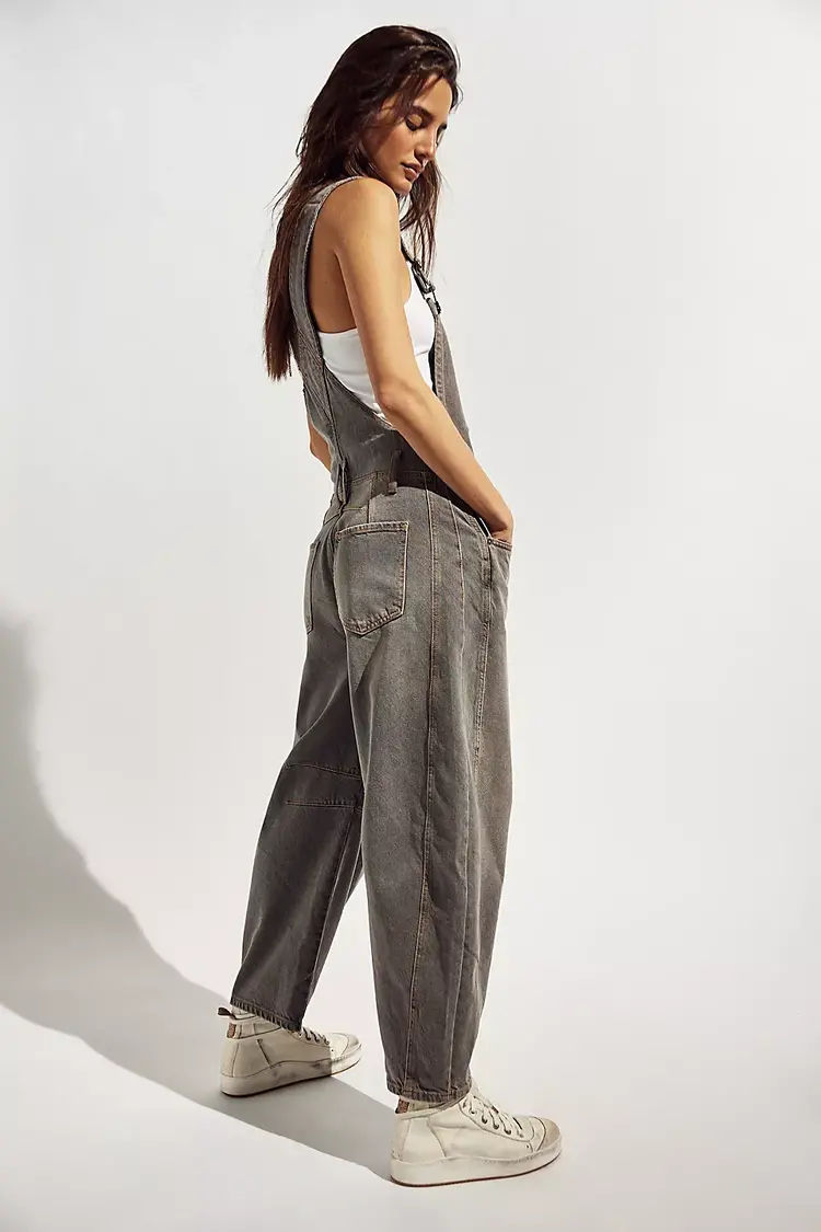 Free People Good Luck Barrel Overalls