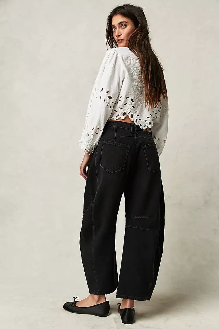 Free People Good Luck Mid-Rise Barrel Jeans