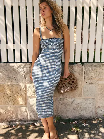 Free People Lucinda Plaid Midi Dress