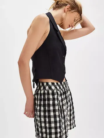 Free People Get Free Seersucker Pull-On Shorts