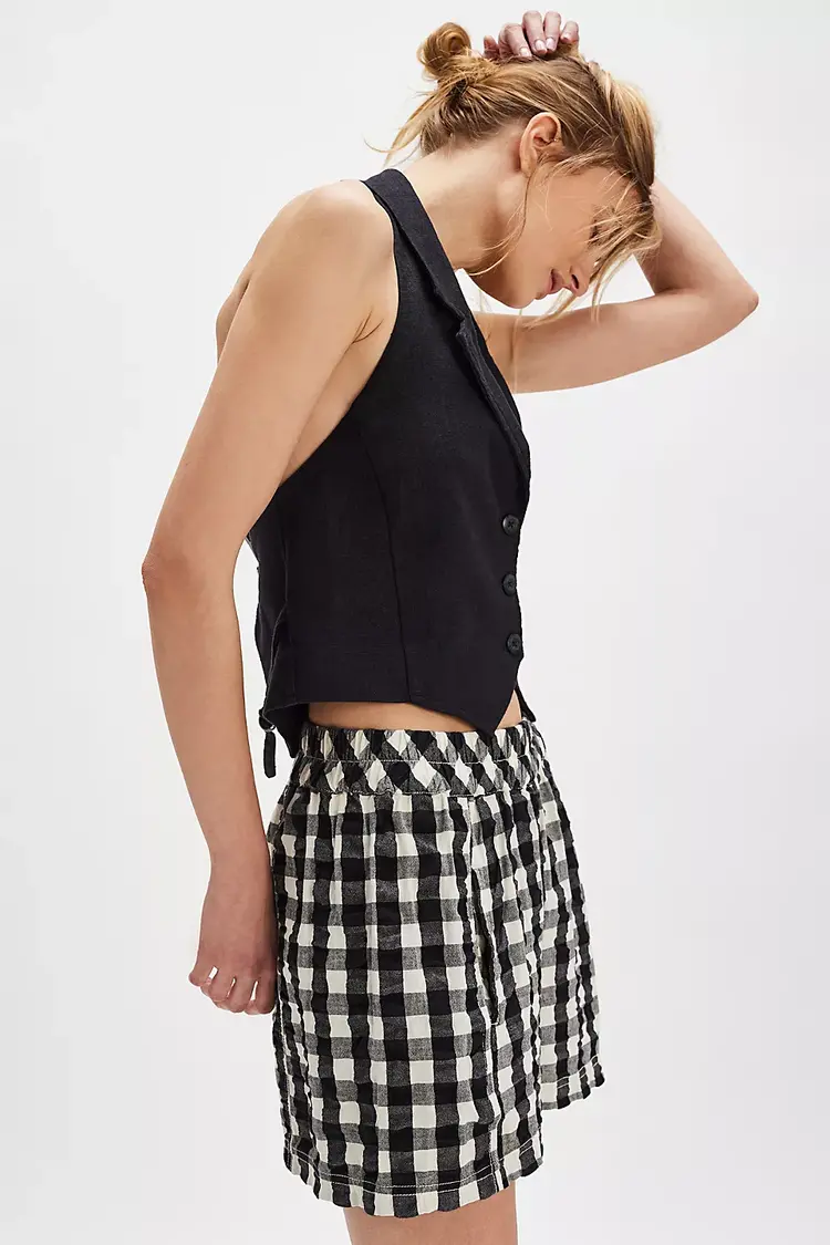 Free People Get Free Seersucker Pull-On Shorts