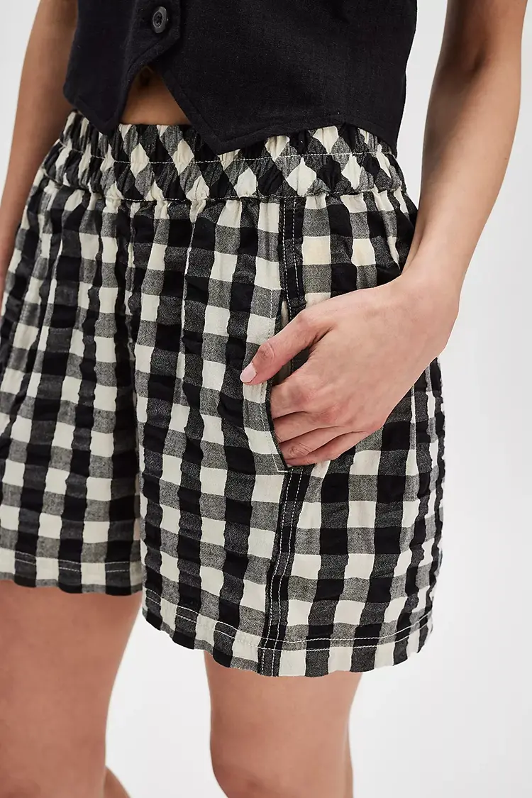 Free People Get Free Seersucker Pull-On Shorts