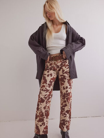Free People Risk Taker Mid-Rise Printed Jeans