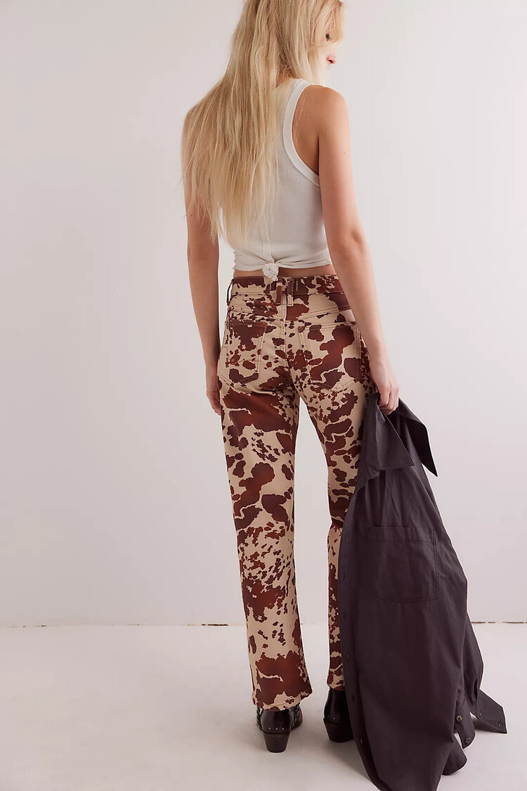 Free People Risk Taker Mid-Rise Printed Jeans