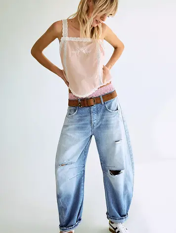 Free People Good Luck Mid-Rise Barrel Jeans