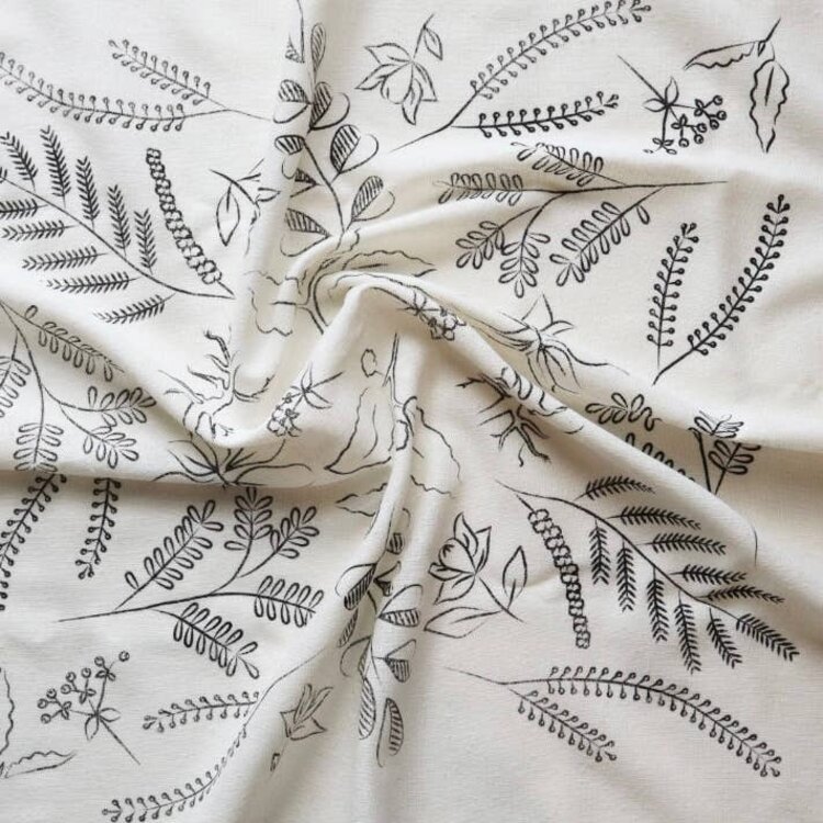 Eco Raw Studio Cream Botanical Print Naturally Dyed Bandana