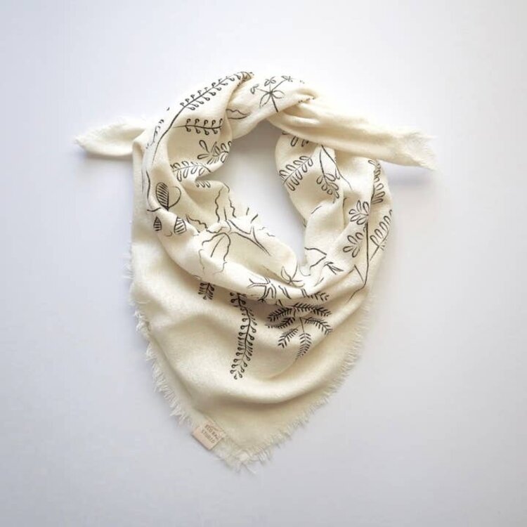 Eco Raw Studio Cream Botanical Print Naturally Dyed Bandana
