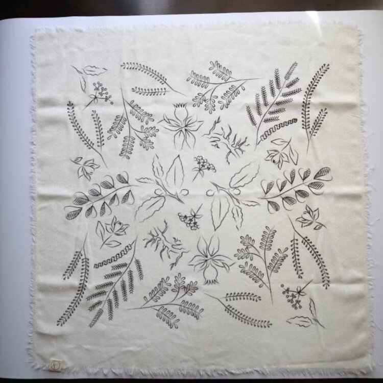 Eco Raw Studio Cream Botanical Print Naturally Dyed Bandana