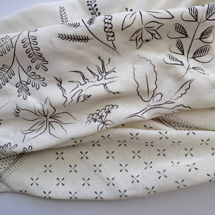 Eco Raw Studio Cream Botanical Print Naturally Dyed Bandana