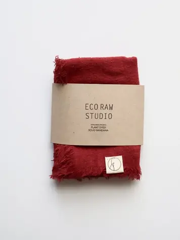 Eco Raw Studio Poppy Red Solid Naturally Dyed Raw Silk Bandana