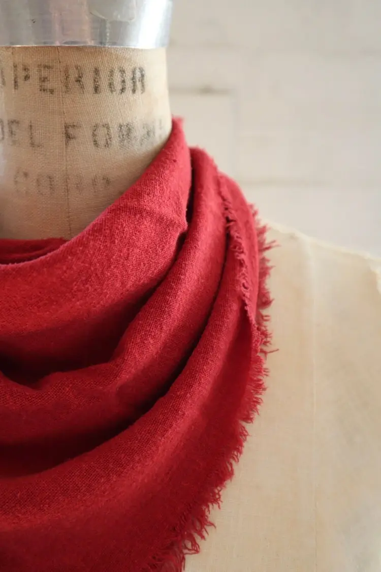 Eco Raw Studio Poppy Red Solid Naturally Dyed Raw Silk Bandana