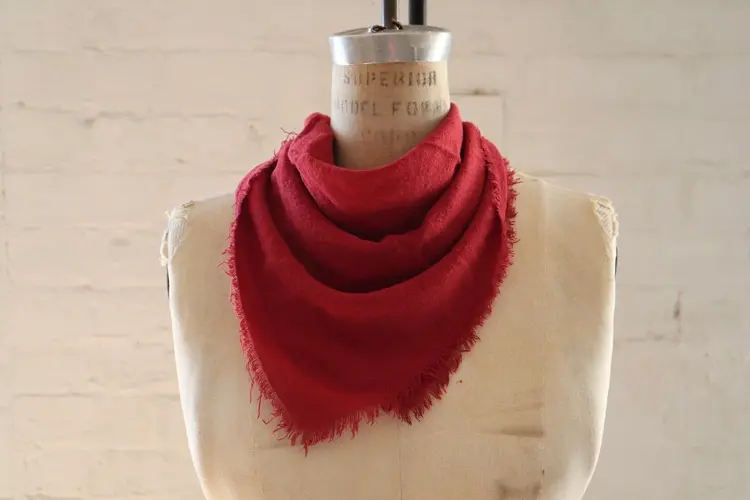 Eco Raw Studio Poppy Red Solid Naturally Dyed Raw Silk Bandana