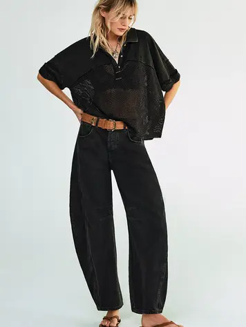 Free People Good Luck Mid-Rise Barrel Jeans