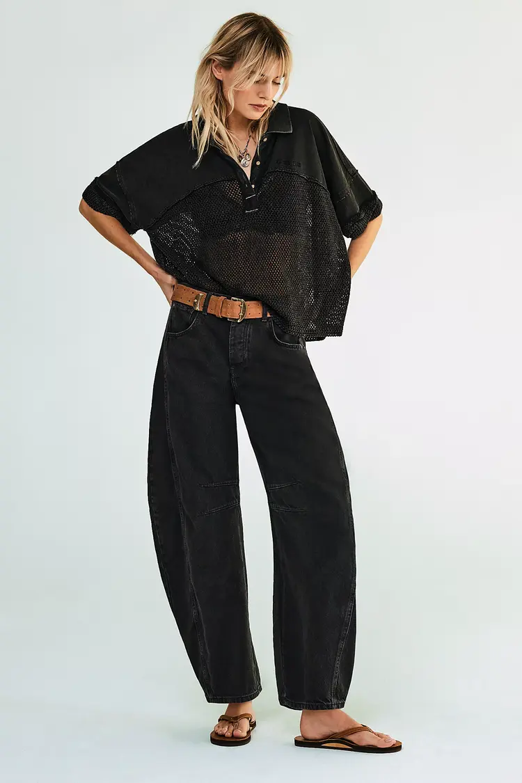 Free People Good Luck Mid-Rise Barrel Jeans