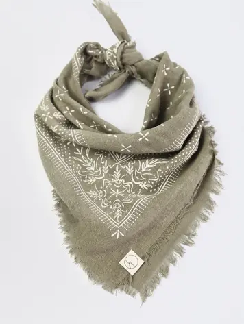 Eco Raw Studio Sage Grey Solid Naturally Dyed Raw Silk Bandana