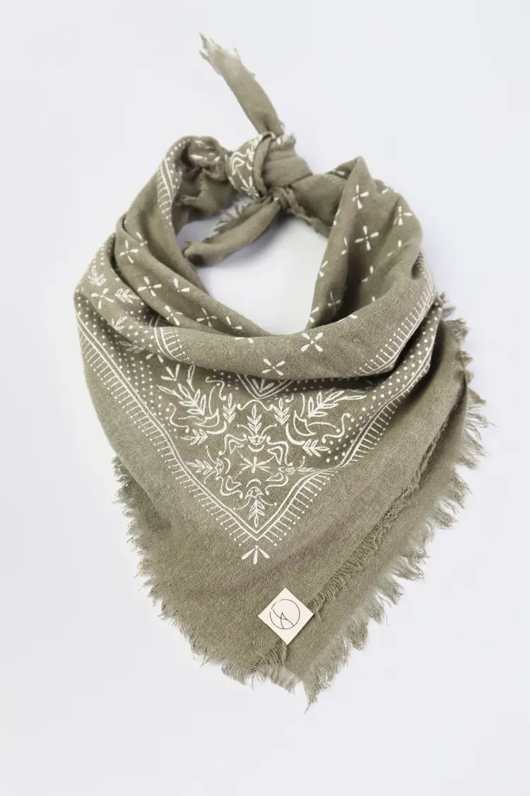Eco Raw Studio Sage Grey Solid Naturally Dyed Raw Silk Bandana