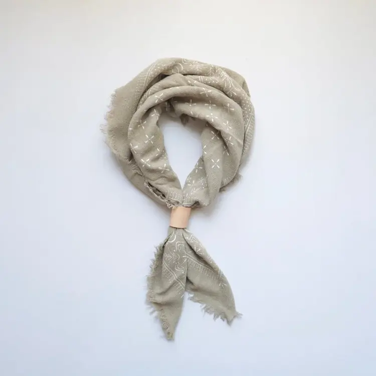 Eco Raw Studio Sage Grey Solid Naturally Dyed Raw Silk Bandana