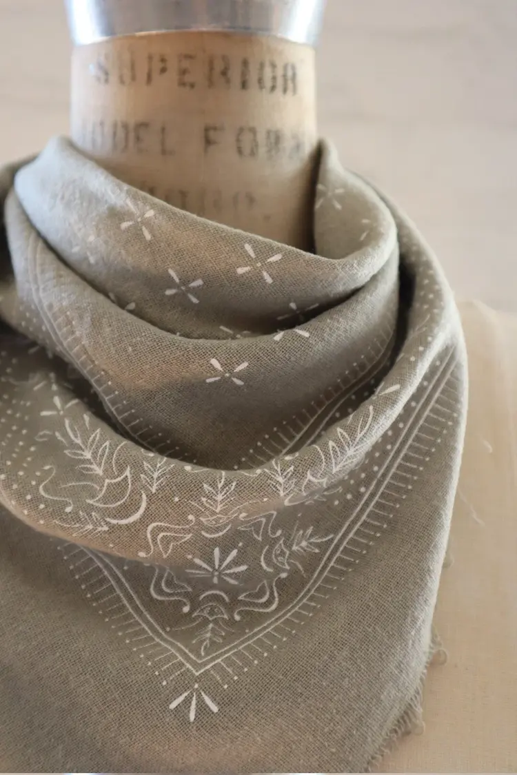 Eco Raw Studio Sage Grey Solid Naturally Dyed Raw Silk Bandana