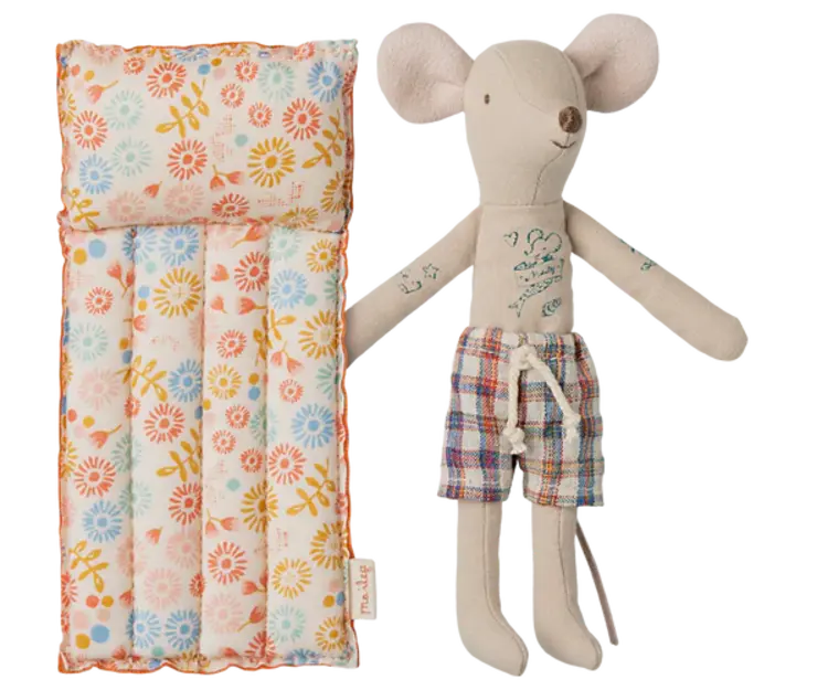 Maileg Dad Beach Mouse with Air Mattress - Flower