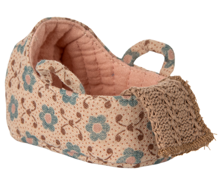 Maileg Baby Mouse Carry Cot - Rose