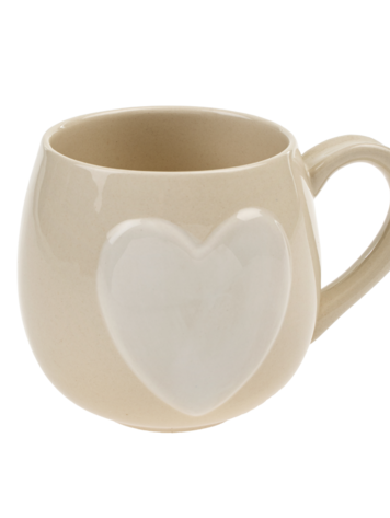 Indaba Big Heart Mug - Cream/White