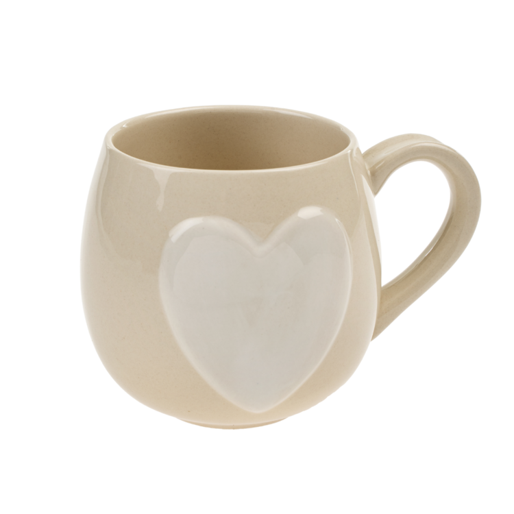 Indaba Big Heart Mug - Cream/White