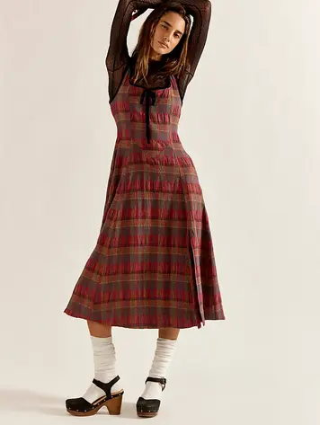 Free People Freya Plaid Midi