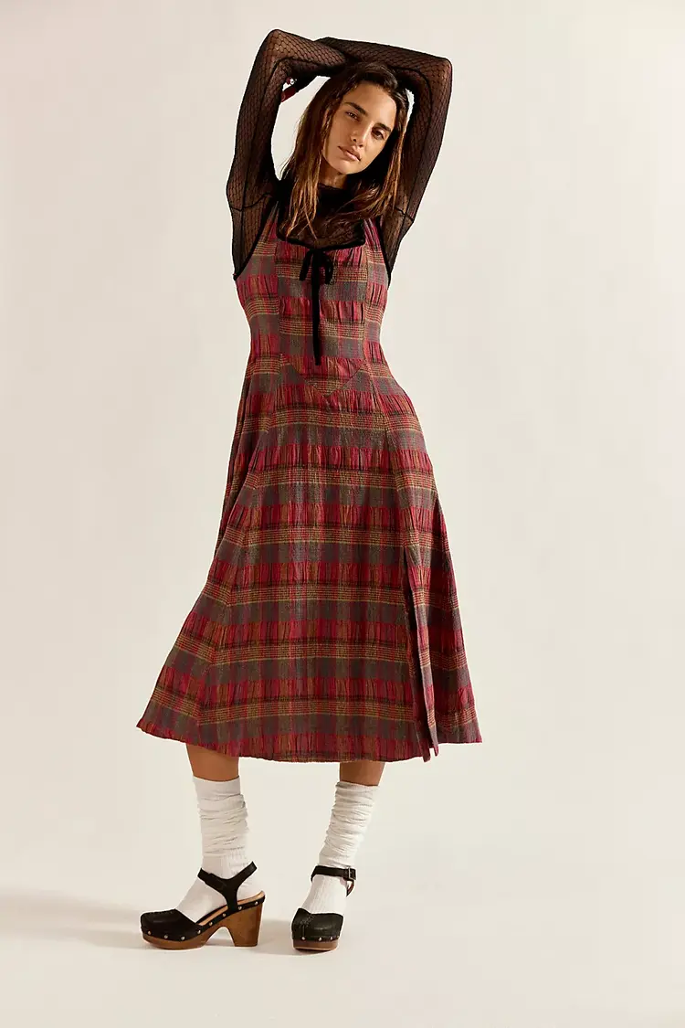 Free People Freya Plaid Midi