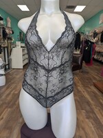 Samantha Chang All Lace Amour Deep Plunge Halter Bodysuit
