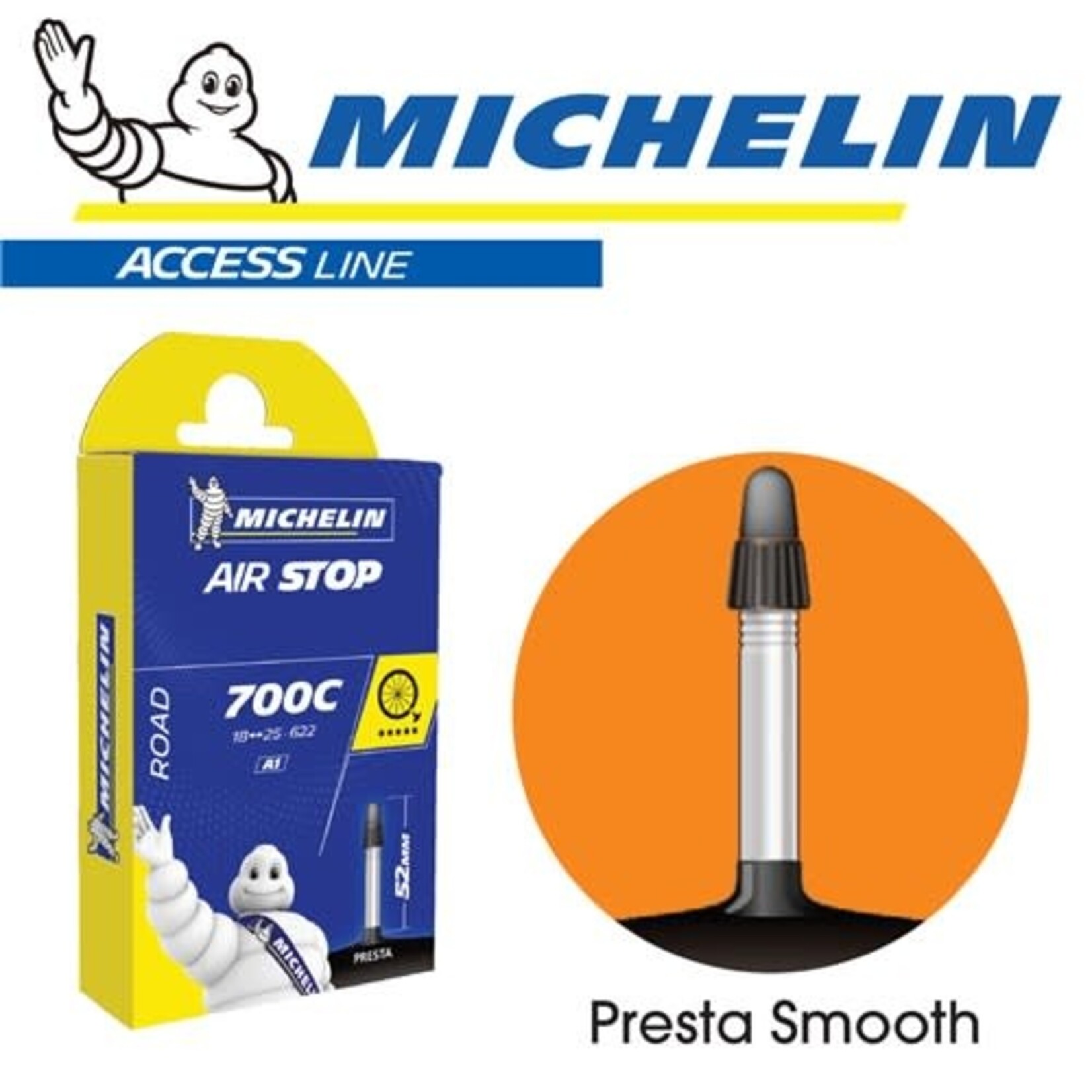 Michelin Tube Presta Threadless - Airstop - 700x18-25C - 52mm
