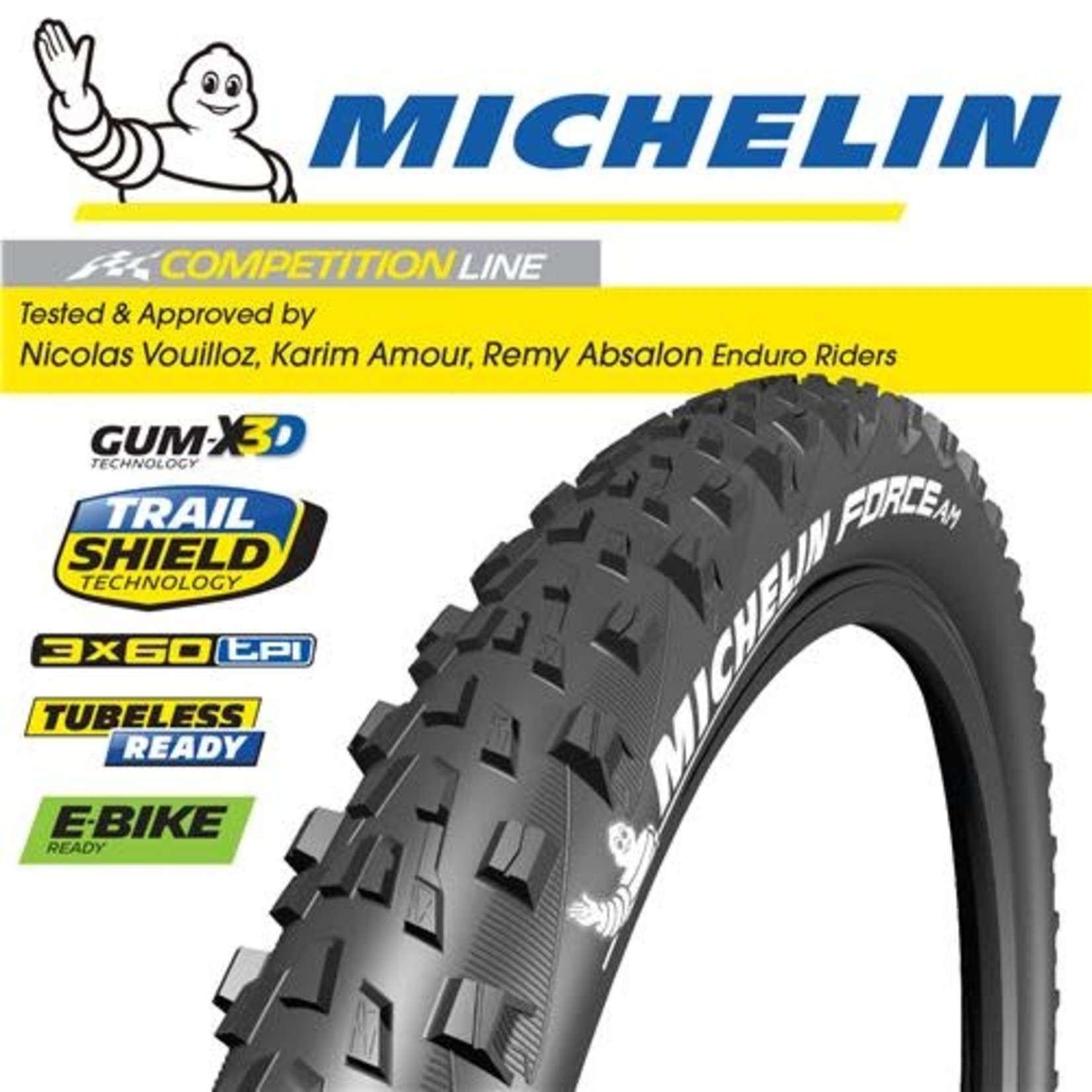 Michelin Michelin Force AM Tyre, 27.5" x 2.8", Foldable, Tubeless Ready, Trail Shield Tech