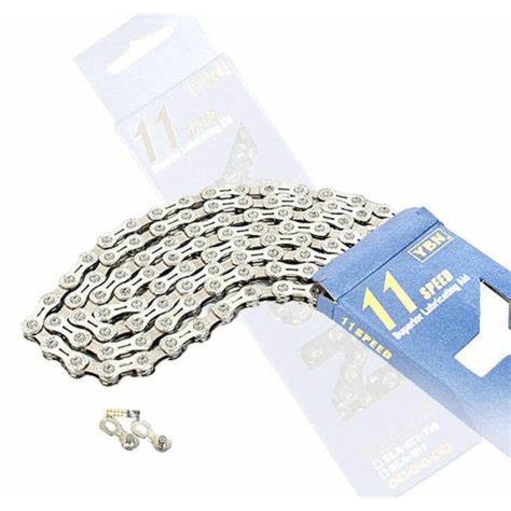 YBN 11 speed-1/2 x 11/128x116L hollow plate-Silver CHAIN