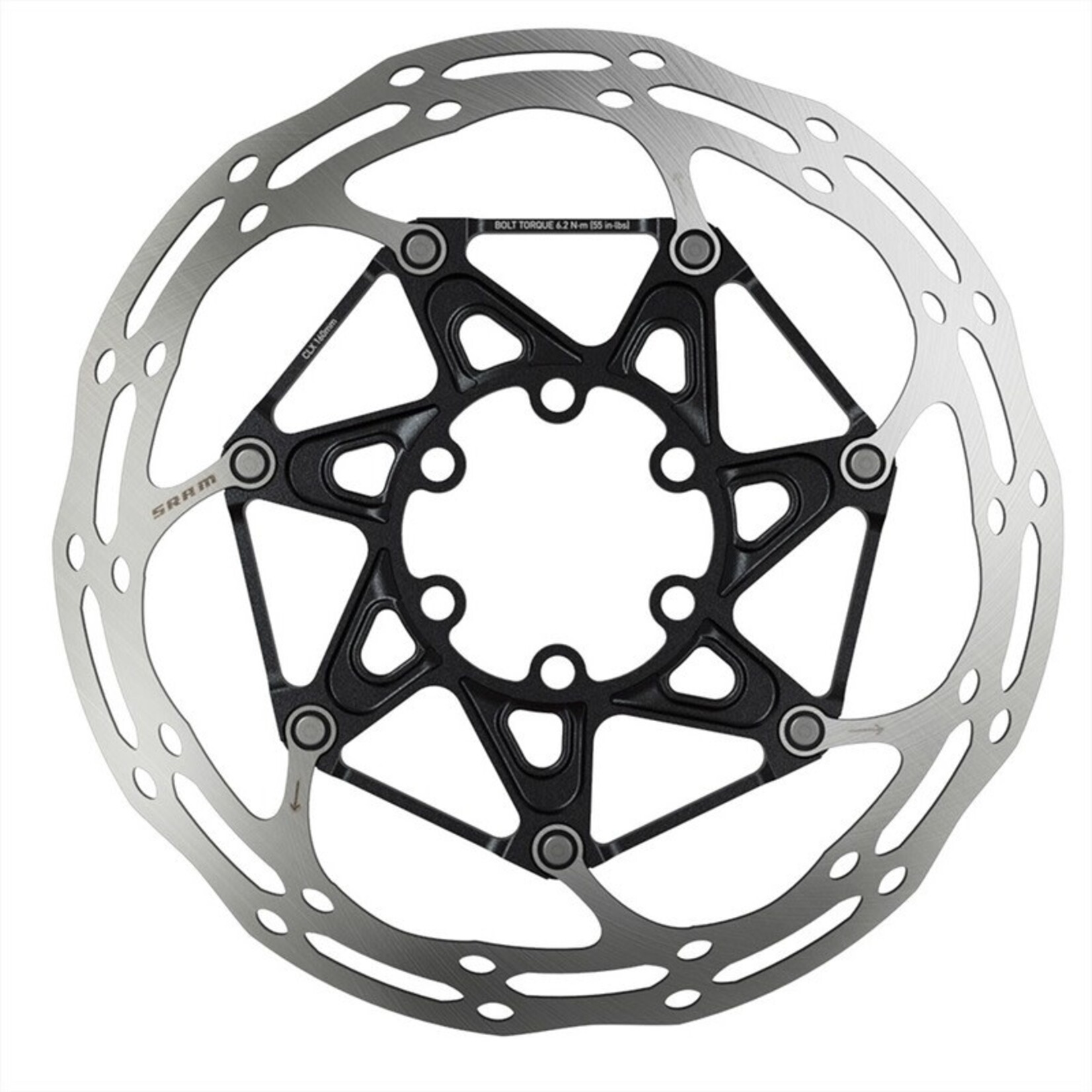 SRAM SRAM CENTRELINE X DISC BRAKE ROTOR 160MM 6 BOLT 2 Piece Black (includes Ti rotor bolts) Rounded