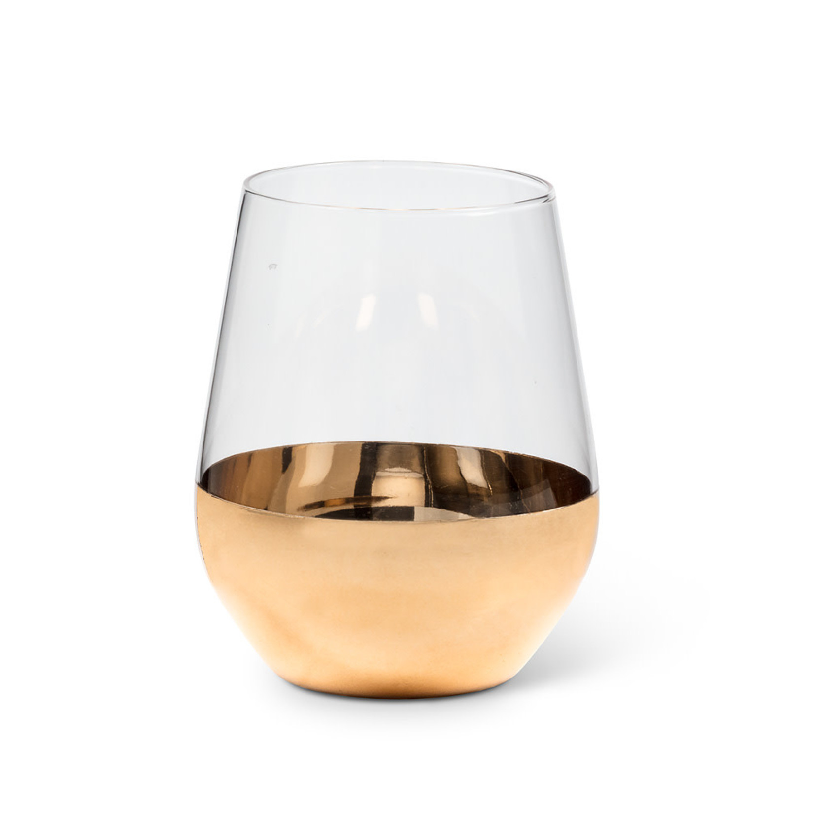 Glass - Stemless Wine w Gold Band