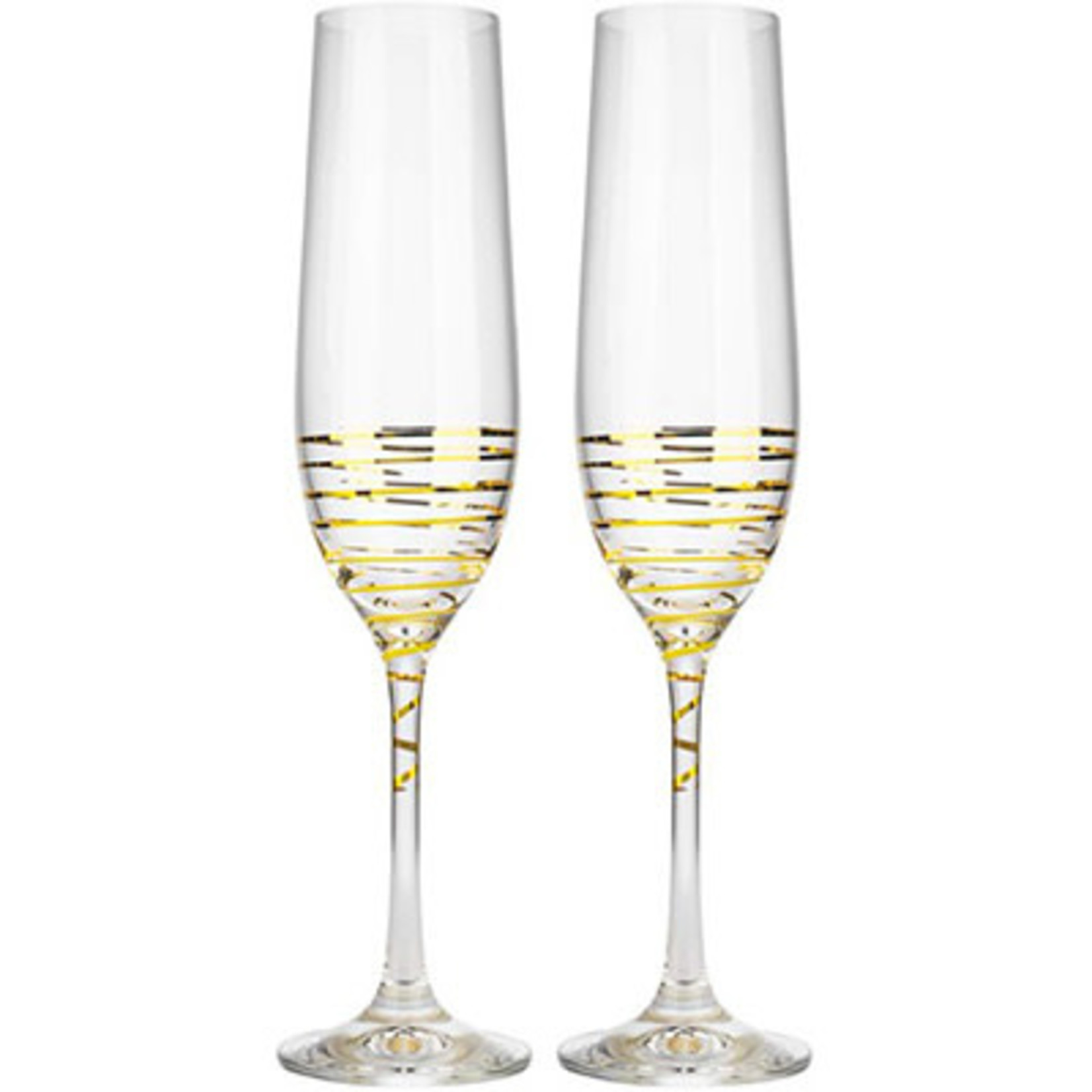 Glass - Spiral Gold Champagne Flute - box of 2