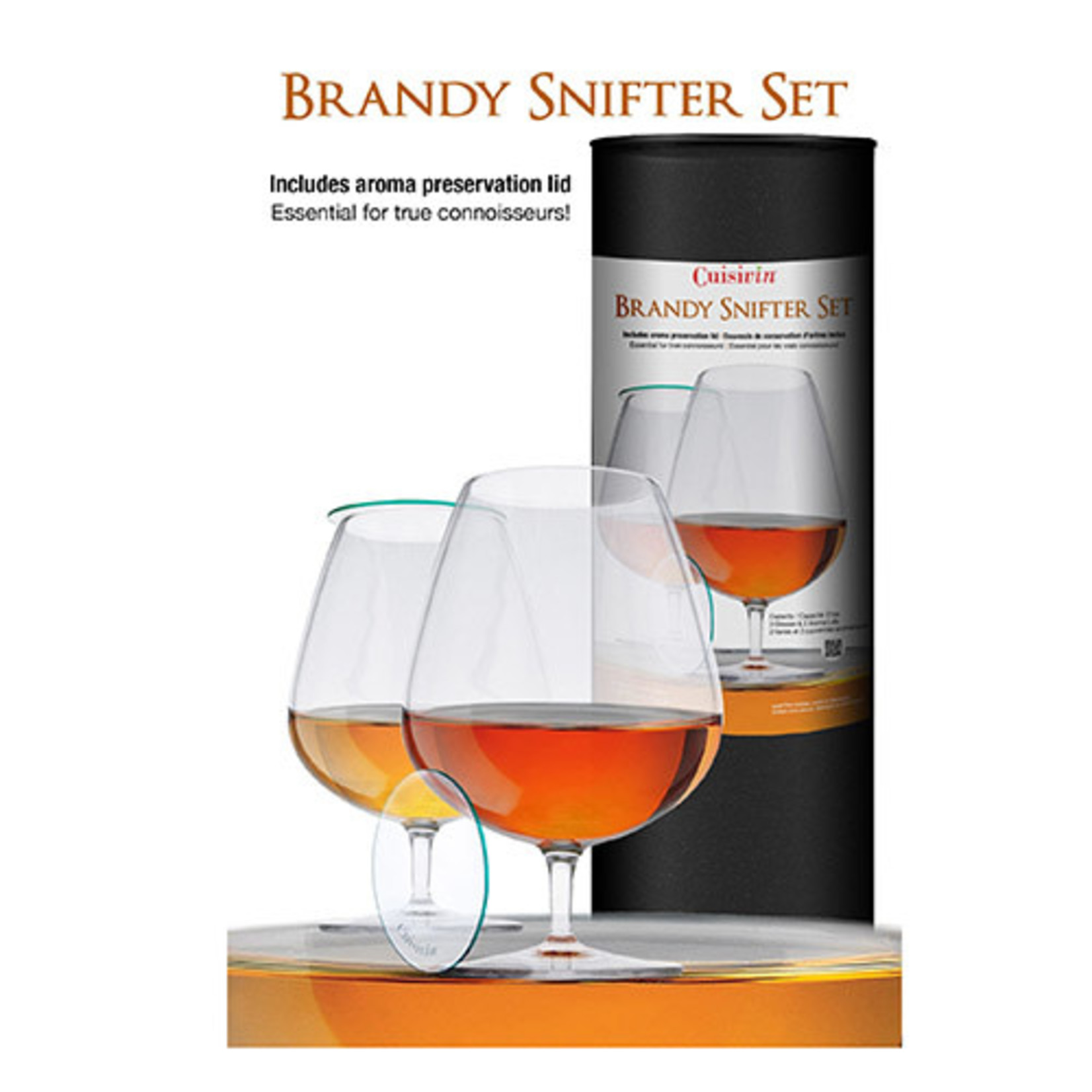 Glass- Brandy Snifter with Aroma Lid set of 2 in Tube