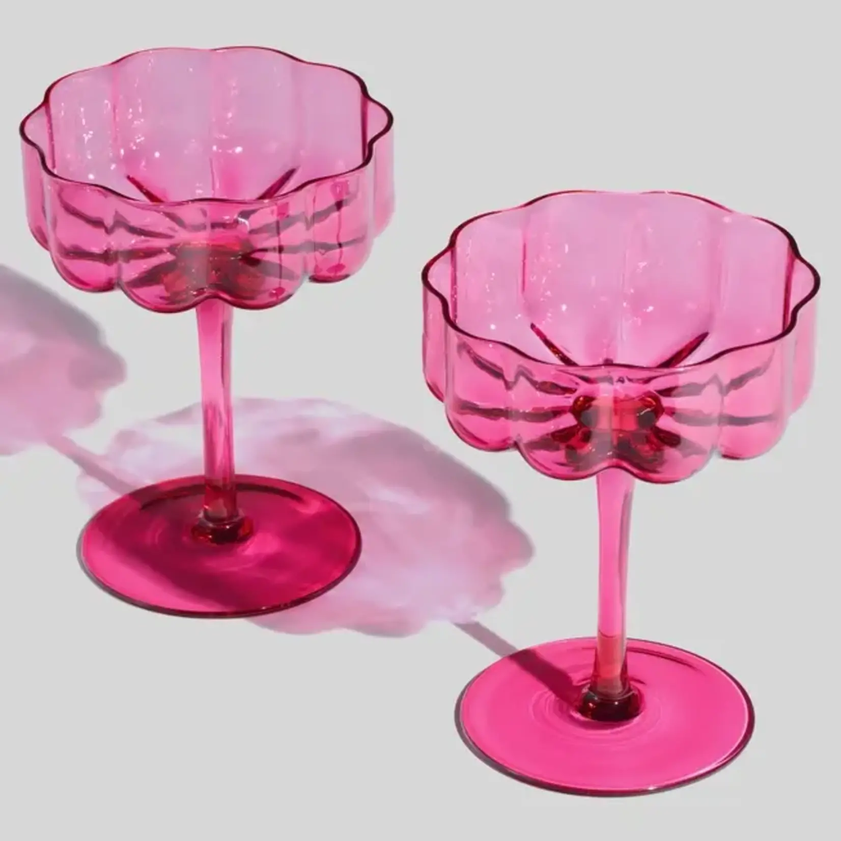 Wavy Flower Coupe - Pink - Set of Two