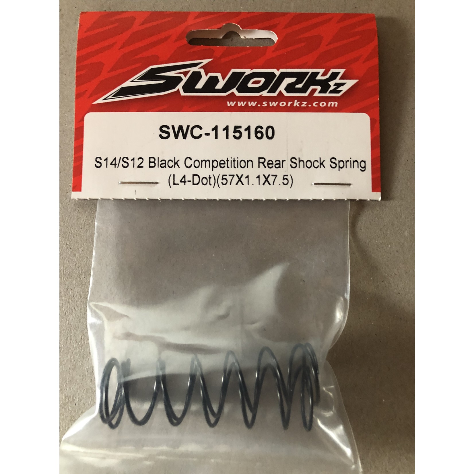 SWORKz S14/S12 Black Competition Rear Shock Spring (L4-Dot)(57X1.1X7.5)