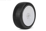 Jetko Tires Lesnar 1/8 Buggy Tires Mounted on White Dish Rims, Super Soft (2)