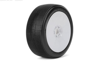 Jetko Tires Lesnar 1/8 Buggy Tires Mounted on White Dish Rims, Super Soft (2)