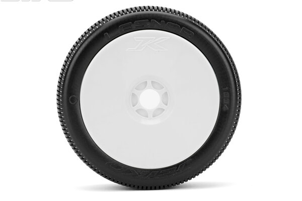 Jetko Tires Lesnar 1/8 Buggy Tires Mounted on White Dish Rims, Super Soft (2)