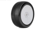 Jetko Tires JKO1001DWSSG  Sting 1/8 Buggy Tires Mounted on White Dish Rims, Super Soft (2)