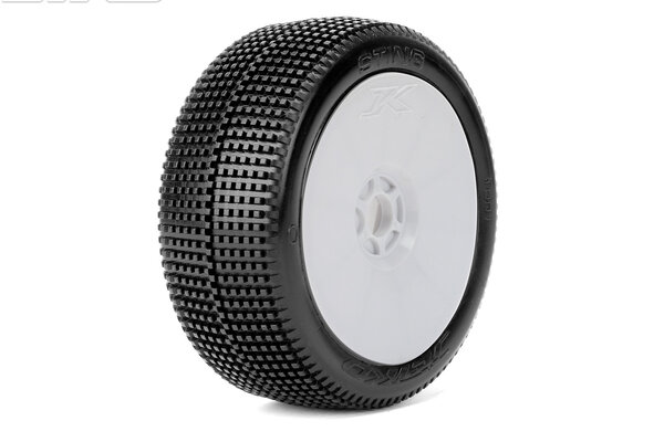Jetko Tires JKO1001DWSSG  Sting 1/8 Buggy Tires Mounted on White Dish Rims, Super Soft (2)