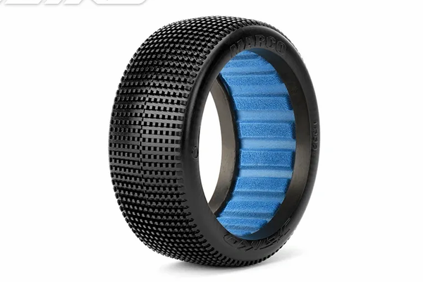 Jetko Tires Marco 1/8 Buggy Tires Mounted on White Dish Rims, Super Soft (2)